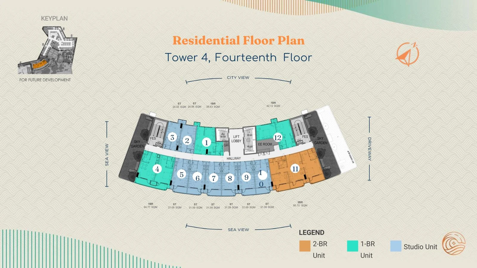 Costa Mira Tower 4 Fourteenth floor residences plan