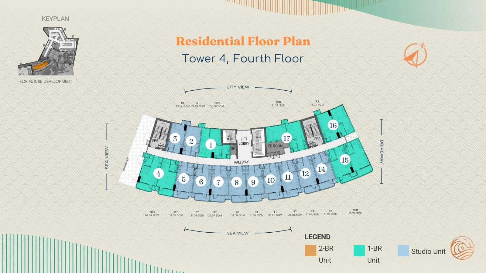 Costa Mira Tower 4 Fourth floor residences plan