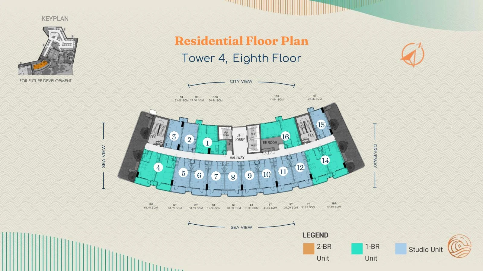 Costa Mira Tower 4 Eighth floor residences plan