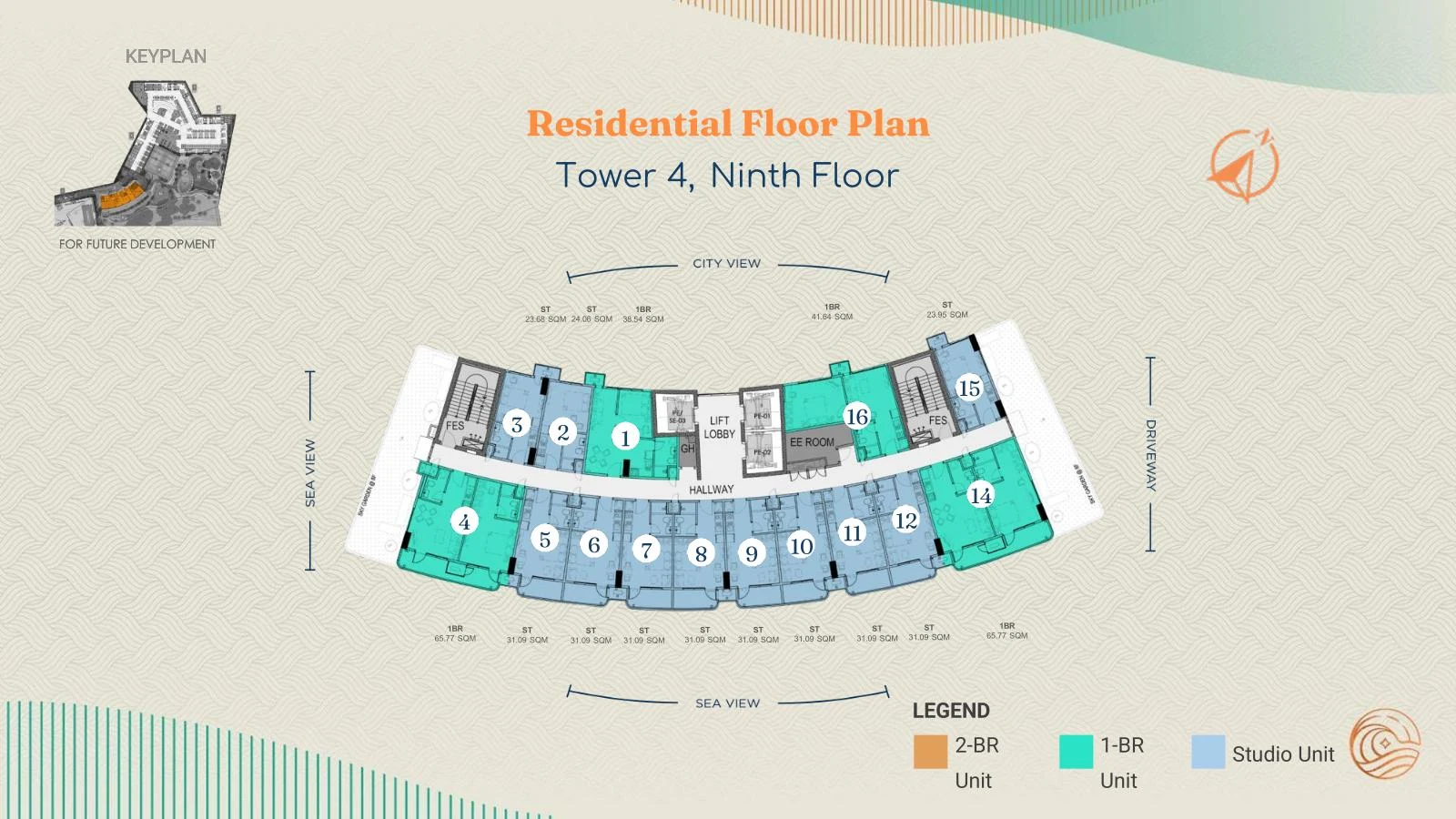 Costa Mira Tower 4 Ninth floor residences plan